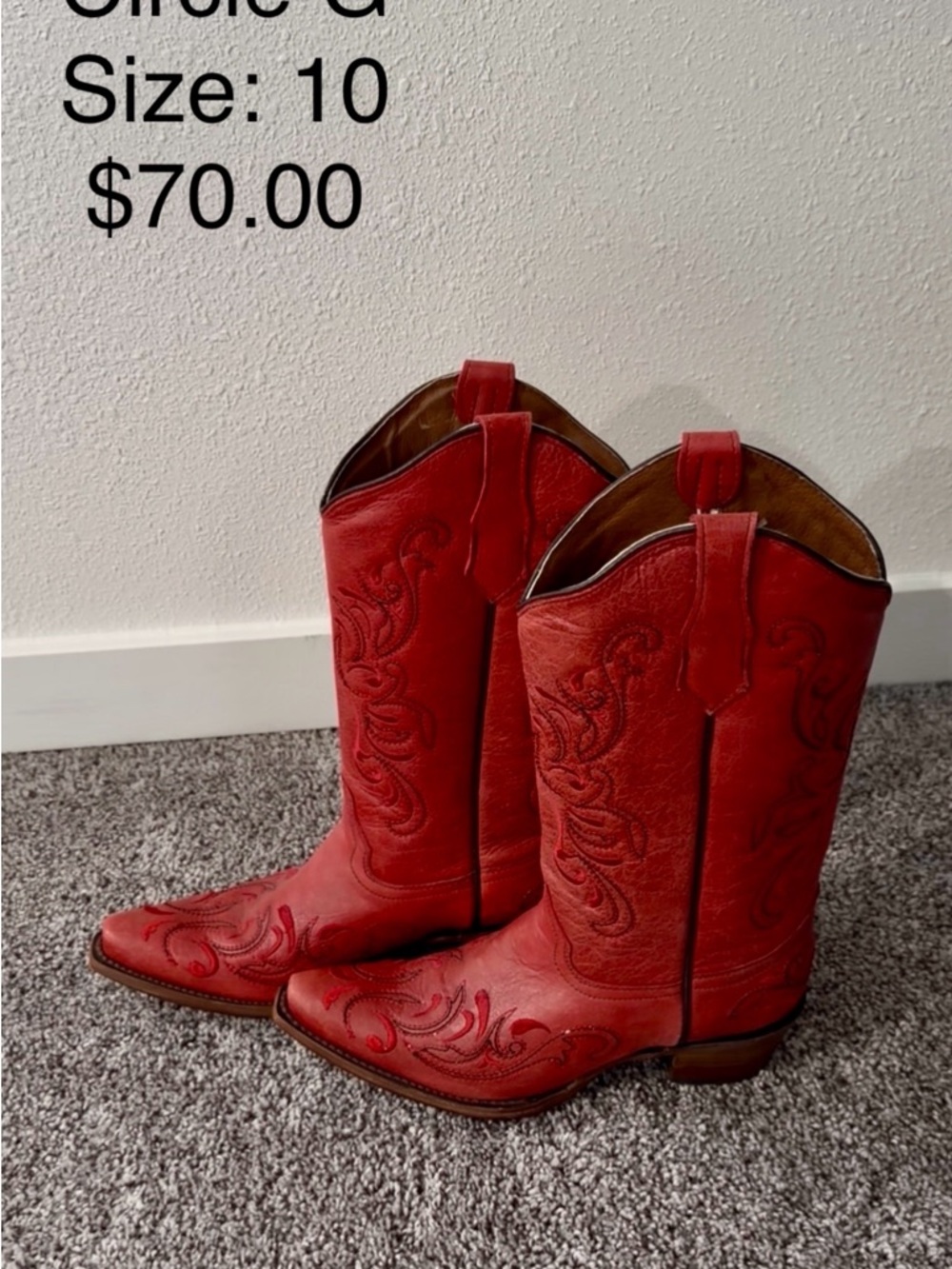 Circle G Red Embroidered Women’s Western Heeled Boots